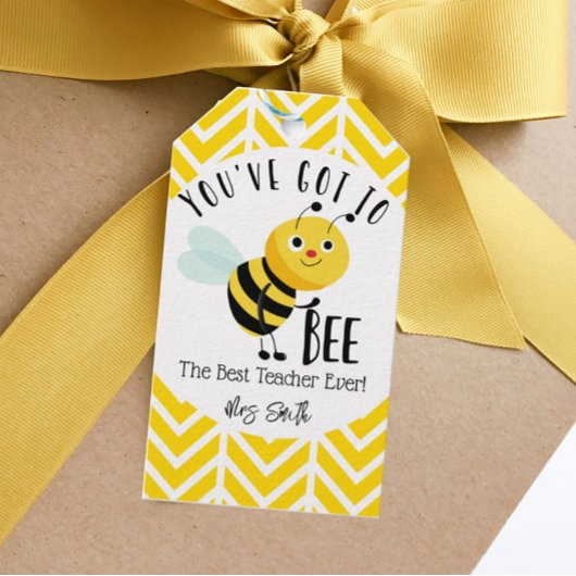 Bijen Beste Docent Gift Labels – Bumblebee Chevron Cadeaulabel