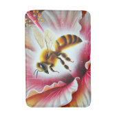 Bijen bestuiven een bloeiende hibiscusbloem badmat (Voorkant Verticaal)