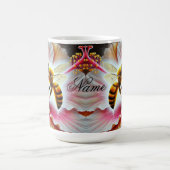 Bijen bestuiven een bloeiende hibiscusbloem koffiemok (Center)