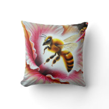 Bijen bestuiven een bloeiende hibiscusbloem