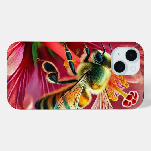 Bijen bestuiven een levendige hibiscusbloem Case-Mate iPhone case (Achterkant (horizontaal))