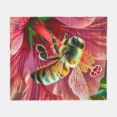 Bijen bestuiven een levendige hibiscusbloem fleece deken (Voorkant (Horizontaal))