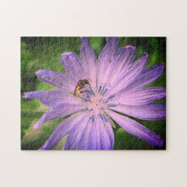 Bijen bestuiven een Paarse bloem Legpuzzel