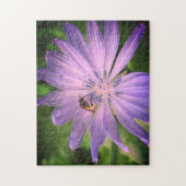 Bijen bestuiven een Paarse bloem Legpuzzel (Verticaal)