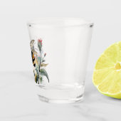 Bijen bestuiven roze wilde bloemen shot glas (Rechts)