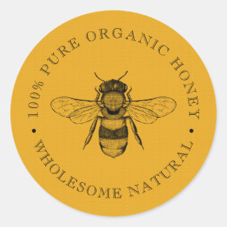  bijen | Biologische honing | Klassieke Retro-rond Ronde Sticker