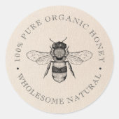  bijen | Biologische honing | Retro Ronde Sticker (Voorkant)
