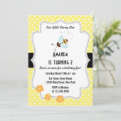 Bijen Birthday Party Invitation Yellow Kaart (Staand voorkant)