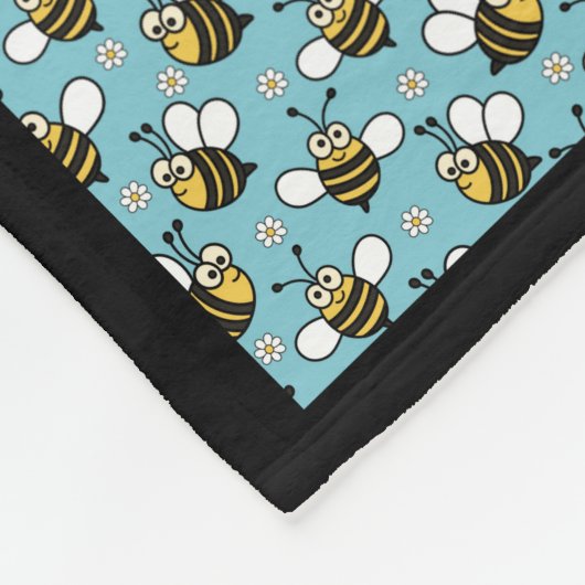 Bijen & Blauwe Quilt Fleece Deken (Hoek)