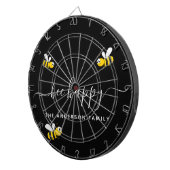 Bijen blij hommels zwart monogram dartbord (Voorkant Rechts)
