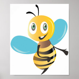 bijen blij met vrolijke hommel cartoon poster