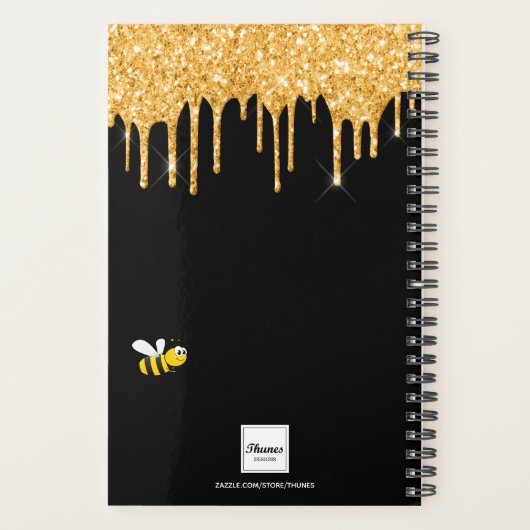 Bijen blij zwarte hommel bijen glitter monogram 20 planner (Achterkant)