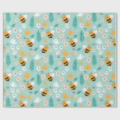 Bijen Bloemen Bladeren  Cadeaupapier (Vlak)