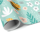 Bijen Bloemen Bladeren  Cadeaupapier (Rol Hoek)