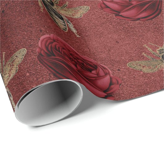  Bijen Bloemen Elegant Cadeau Cadeaupapier (Rol Hoek)