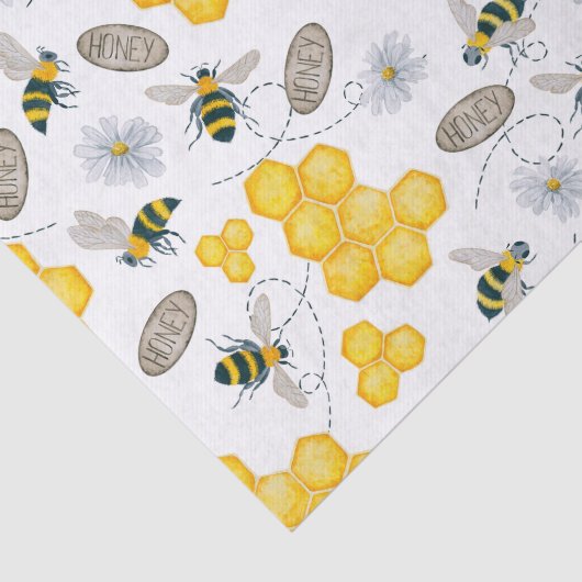 Bijen, bloemen en honing tissuepapier (Detail)