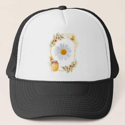 Bijen, bloemen en honingbont trucker pet (Voorkant)