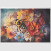 Bijen Bloemen Levendige Kleuren Decoupage Papier (Voorkant)