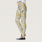 Bijen Bloemen  Patchwork geel en blauw Leggings (Links)
