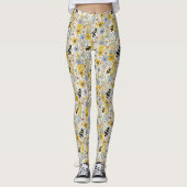 Bijen Bloemen  Patchwork geel en blauw Leggings (Voorkant)