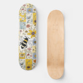 Bijen  Bloemen Patchwork Geel en blauw Persoonlijk Skateboard (Voorkant)
