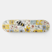 Bijen  Bloemen Patchwork Geel en blauw Persoonlijk Skateboard (Horizontaal)