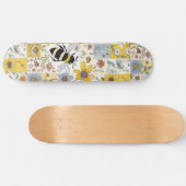 Bijen  Bloemen Patchwork Geel en blauw Persoonlijk Skateboard (Horizontaal)