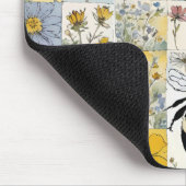 Bijen Bloemen Patchwork in Blues en Yellows Muismat (Hoek)