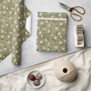 Bijen Bloemen Salie Groene Inpakpapier
