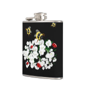 Bijen bloemen witte zwarte kunst door LeahG Heupfles (Links)