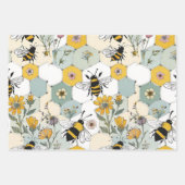 Bijen Bloemen Wrapping Papier Platte Blad Set van  Inpakpapier Vel (Voorkant 2)