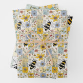 Bijen Bloemen Wrapping Papier Platte Blad Set van Inpakpapier Vel (In situ)