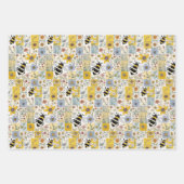 Bijen Bloemen Wrapping Papier Platte Blad Set van  Inpakpapier Vel (Voorkant)