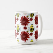 Bijen bloempatroon koffiemok (Voorkant rechts)