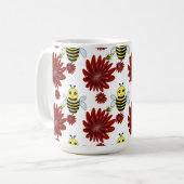 Bijen bloempatroon koffiemok (Voorkant links)