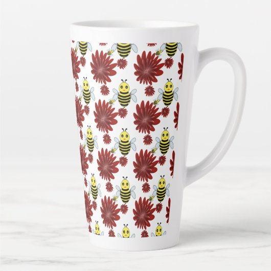 Bijen bloempatroon  latte mok (Rechts)