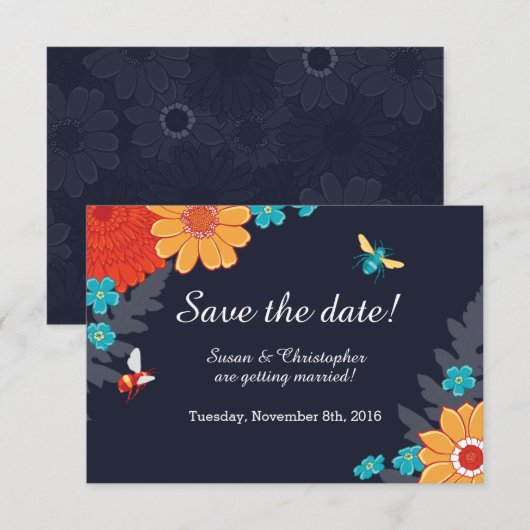 Bijen & Bloesems Save-the-Date Kaart (Voorkant / Achterkant)