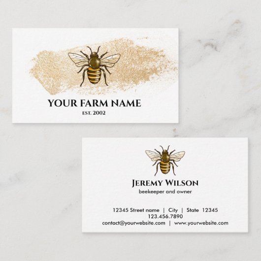 Bijen Boerderij Bijenhouder Apiarist Honingbijen H Visitekaartje (Voorkant / Achterkant)
