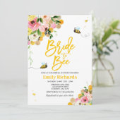 Bijen Bruids Douche Uitnodiging Bloemenbruid om bi (Staand voorkant)