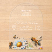 Bijen bruiloft Waterverf Wildflowers Acryl Uitnodigingen (Voorkant)