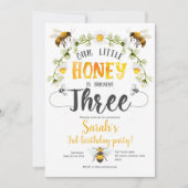 Bijen, Bumble bee, Little Bee, Girl, 3e verjaardag Kaart (Voorkant)