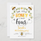 Bijen, Bumble bee, Little Bee, Girl, 4e verjaardag Kaart (Voorkant)