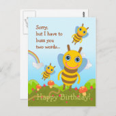Bijen buzz Happy Birthday Briefkaart (Voorkant / Achterkant)