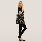 Bijen Canvas tas - Bloemen Tas - Zwart en Geel (Op model)
