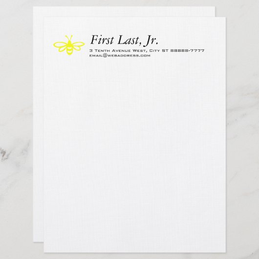 Bijen (citroen) gepersonaliseerd briefhoofd (Voorkant / Achterkant)