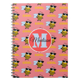 Bijen Cool Funny Bee Pattern Personalized Notitieb Notitieboek