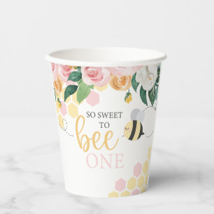 Bijen Dag Hommel 1e verjaardag roze bloem Papieren Bekers