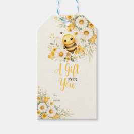 Bijen Daisy Bloemen Een Cadeau Voor Jou Gingham Cadeaulabel
