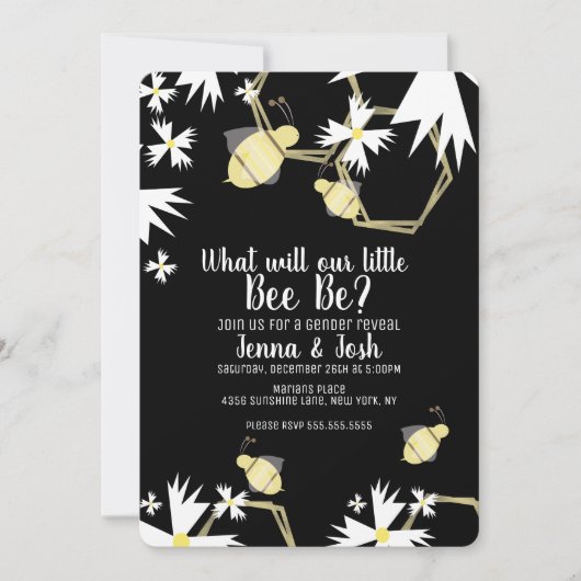Bijen Daisy en Floral Gender onthullen Kaart (Voorkant)