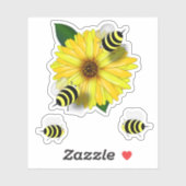 Bijen die bijeenkomen in de gele bloem sticker (Vel)